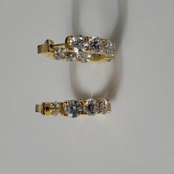 Sterling Silver 925 Gold Hoop Earrings - Picture 3 of 4